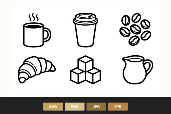 Coffee Cup Croissant Sugar Icons: A Designer's Review