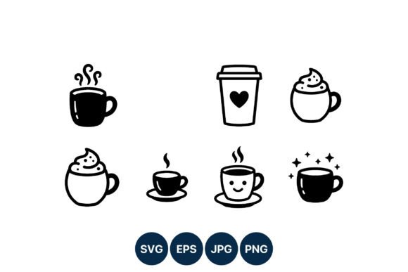 Coffee Cup Icons Black and White Set: A Designer's Review