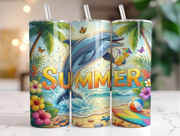 Dolphin Summer Beach 20oz Tumbler Wrap Review