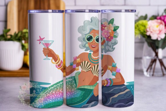 Elderly Mermaid Martini Party Tumbler Design Review