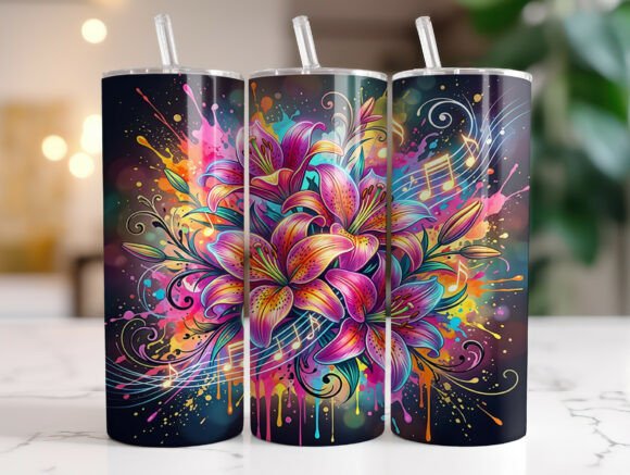 Neon Music Floral Lily 20oz Tumbler Wrap Review