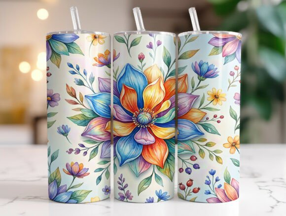 Review: Colorful Floral Pattern 20oz Tumbler PNG for Stitchers