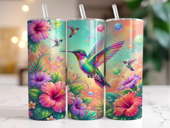 Review: Floral Hummingbird Teal Glitter Tumbler Design