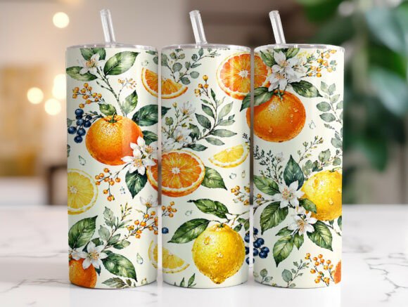 Review: Orange Lemon Floral Fruit Tumbler Wrap Design
