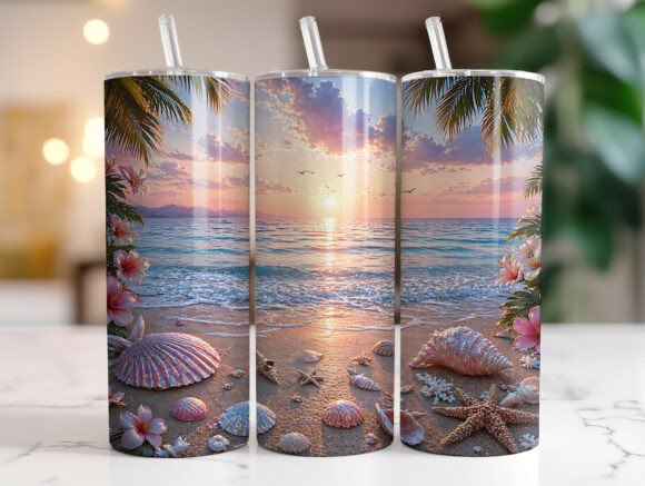 Review: Seashells Beach Ocean Skinny Tumbler PNG for Embroidery