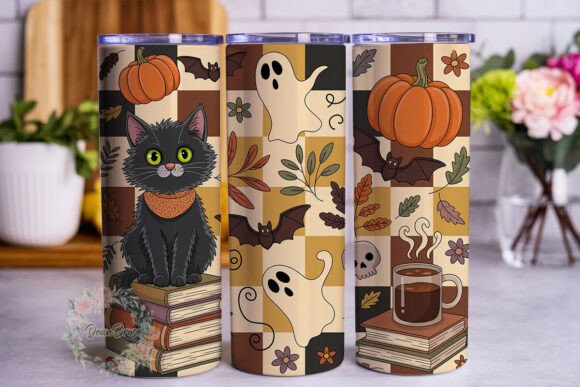 Review: Spooky Cozy Fall Cat Ghosts 20oz Tumbler Design