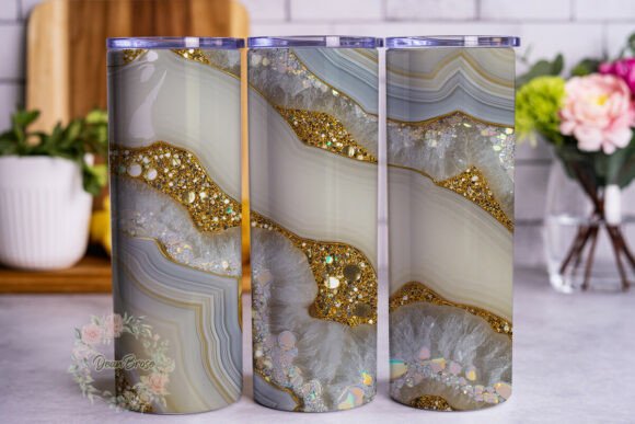 Review: White Gold Agate Glitter Tumbler Wrap Design