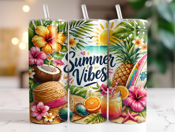 Tropical Summer Vibes Beach Tumbler Wrap Review